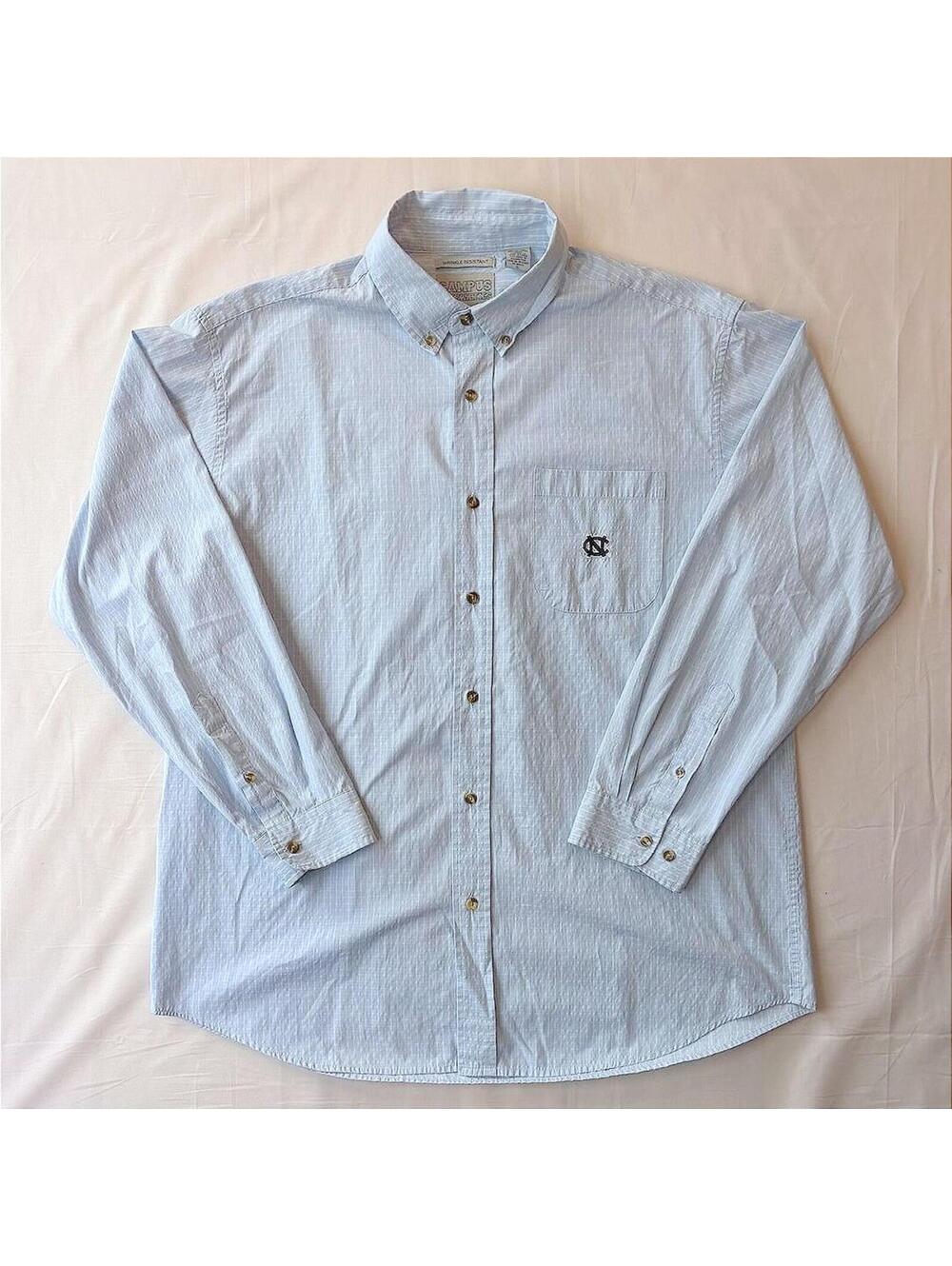 UNC Tar Heels Button-Down Dress Shirt Campus Specialties XL Light Blue Check